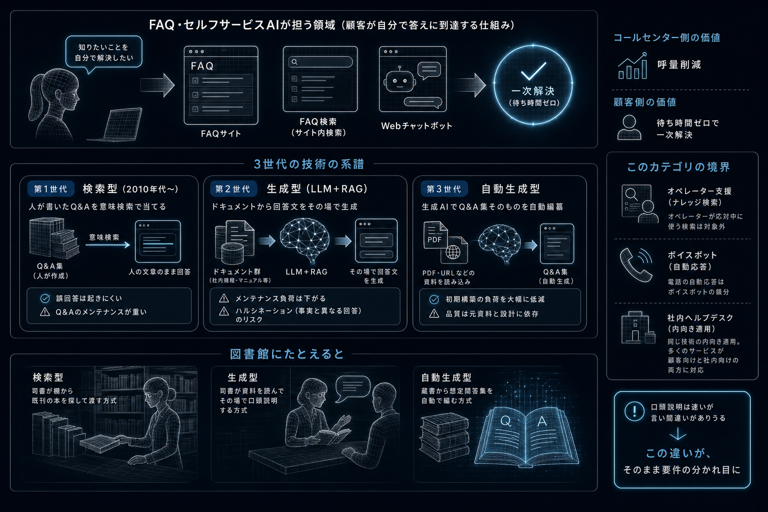 FAQ・セルフサービスAIとは何か、どこまでがこのカテゴリか