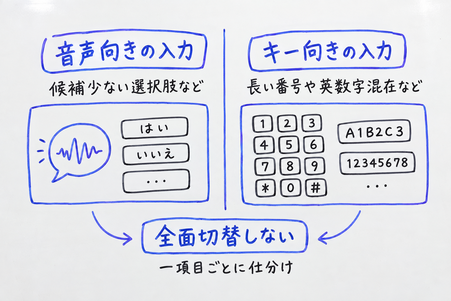 音声が苦手な入力項目を選ぶ