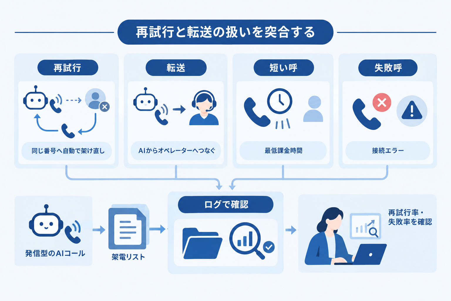 再試行と転送の扱いを突合する