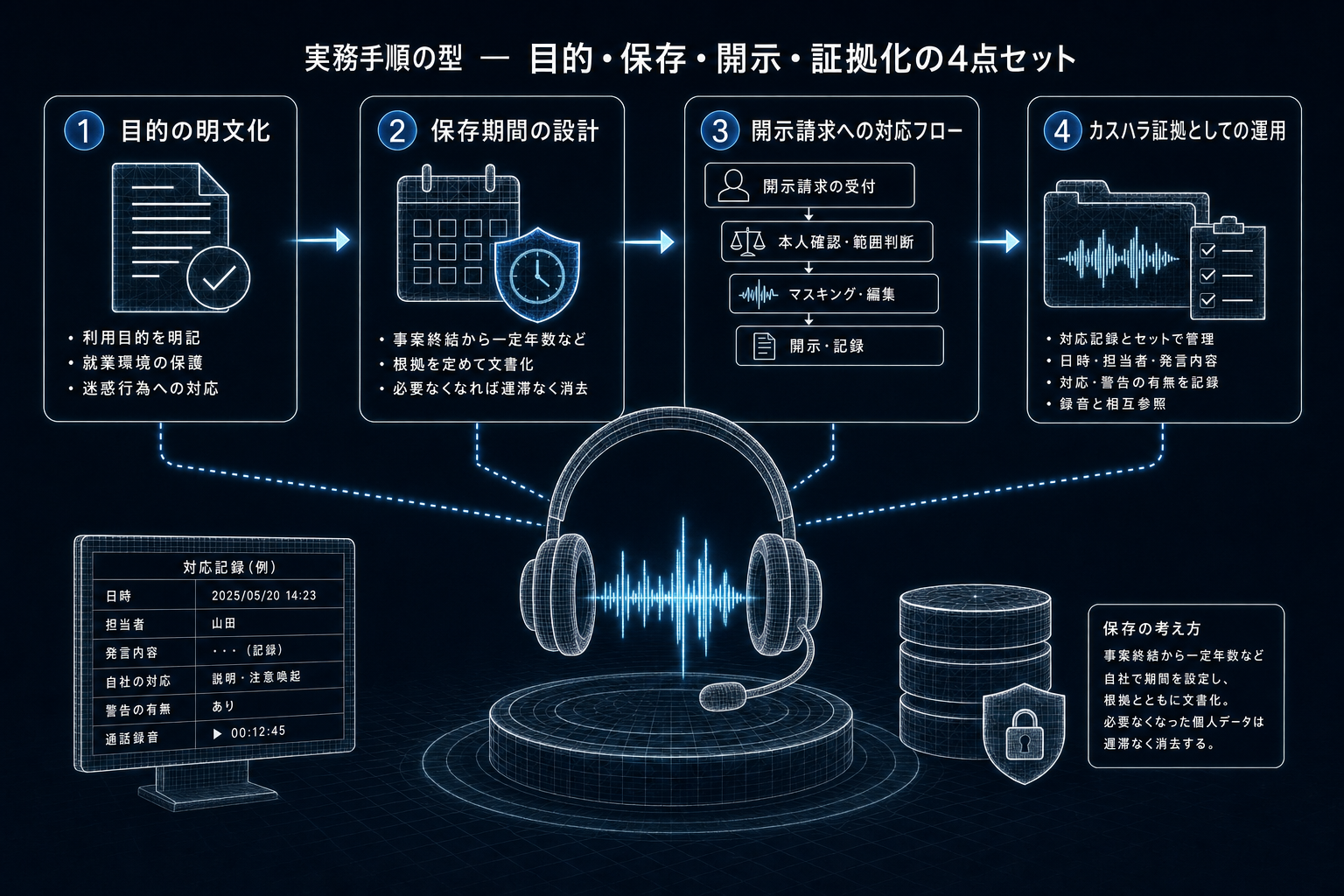 実務手順の型 ー 目的・保存・開示・証拠化の4点セット